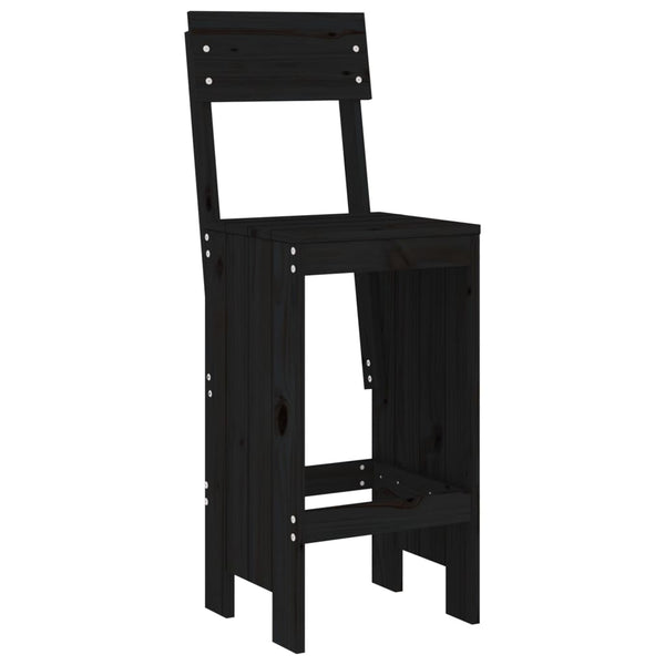 Barhocker 2er Set Schwarz Kiefer Massivholz