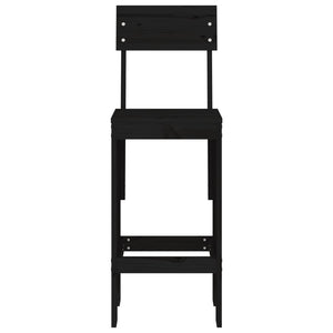 Barhocker 2er Set Schwarz Kiefer Massivholz