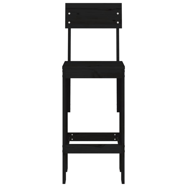 Barhocker 2er Set Schwarz Kiefer Massivholz