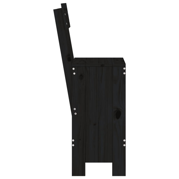 Barhocker 2er Set Schwarz Kiefer Massivholz