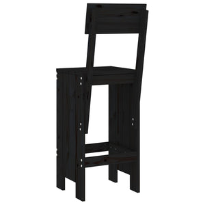 Barhocker 2er Set Schwarz Kiefer Massivholz