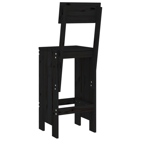 Barhocker 2er Set Schwarz Kiefer Massivholz