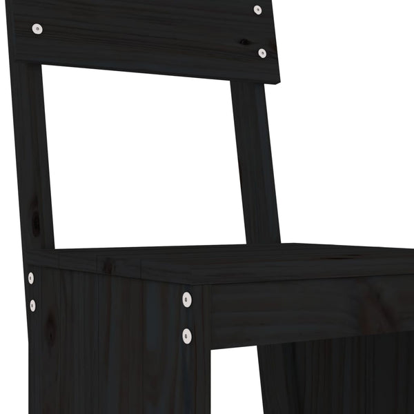 Barhocker 2er Set Schwarz Kiefer Massivholz