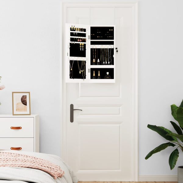 Schmuckschrank mit Spiegel zur Wandmontage, Weiß