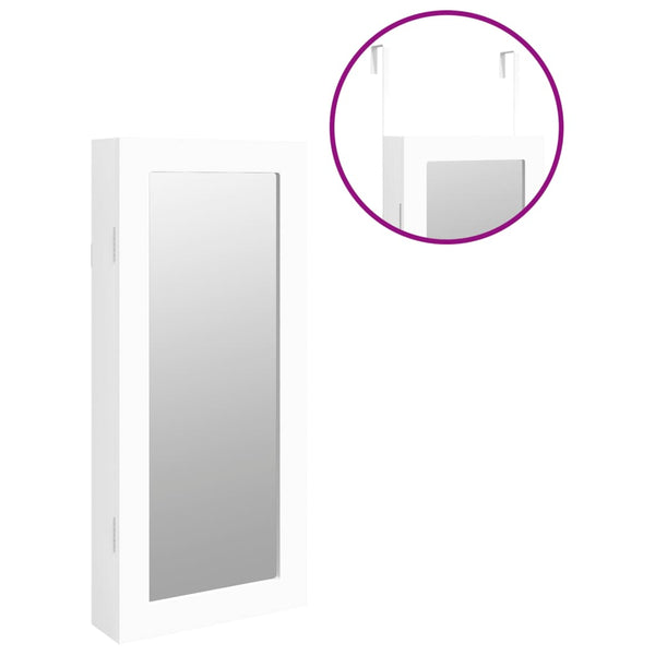 Schmuckschrank mit Spiegel zur Wandmontage, Weiß