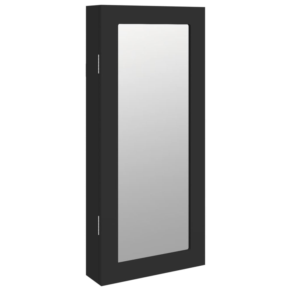 Schmuckschrank mit Spiegel zur Wandmontage, Schwarz