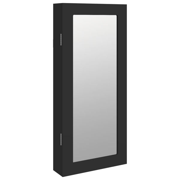Schmuckschrank mit Spiegel zur Wandmontage, Schwarz