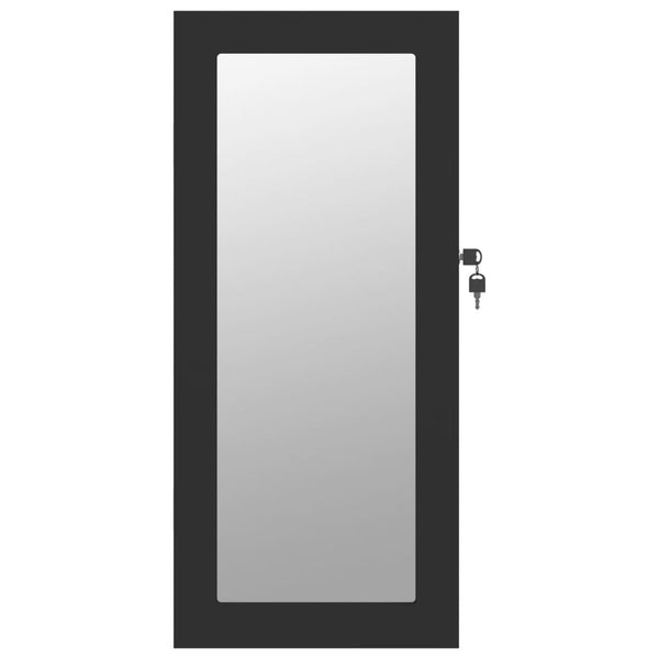 Schmuckschrank mit Spiegel zur Wandmontage, Schwarz