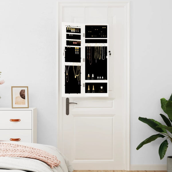 Schmuckschrank mit Spiegel zur Wandmontage, Weiß