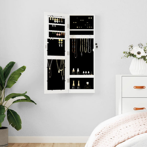 Schmuckschrank mit Spiegel zur Wandmontage, Weiß