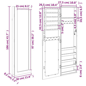 Schmuckschrank mit Spiegel zur Wandmontage, Weiß
