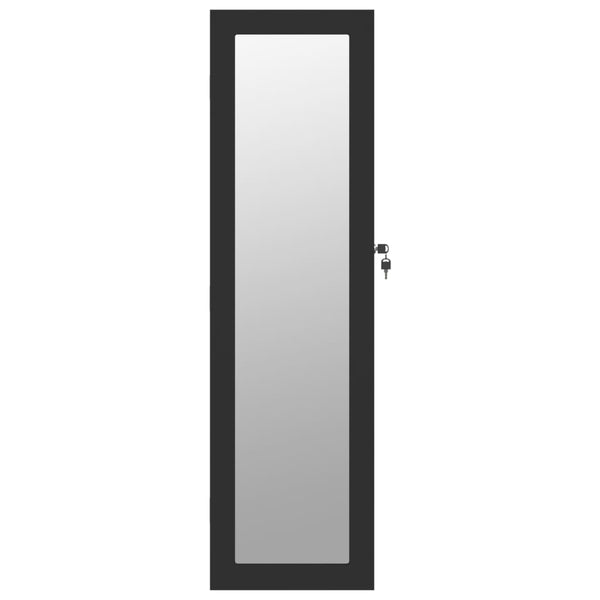 Schmuckschrank mit Spiegel zur Wandmontage Schwarz