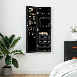Schmuckschrank mit Spiegel zur Wandmontage Schwarz