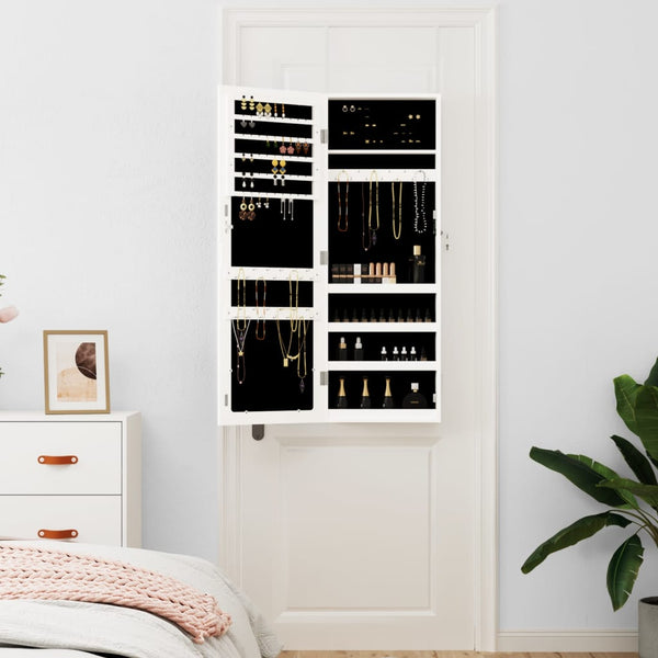 Schmuckschrank mit Spiegel zur Wandmontage, Weiß