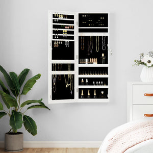 Schmuckschrank mit Spiegel zur Wandmontage, Weiß
