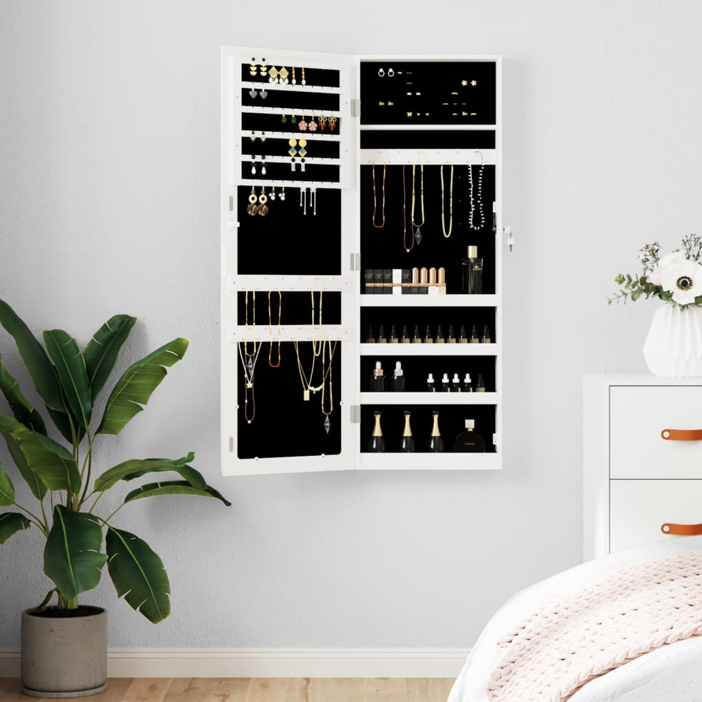 Schmuckschrank mit Spiegel zur Wandmontage, Weiß