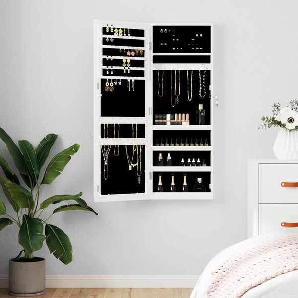 Schmuckschrank mit Spiegel zur Wandmontage, Weiß
