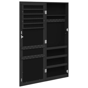 Schmuckschrank mit Spiegel zur Wandmontage, Schwarz