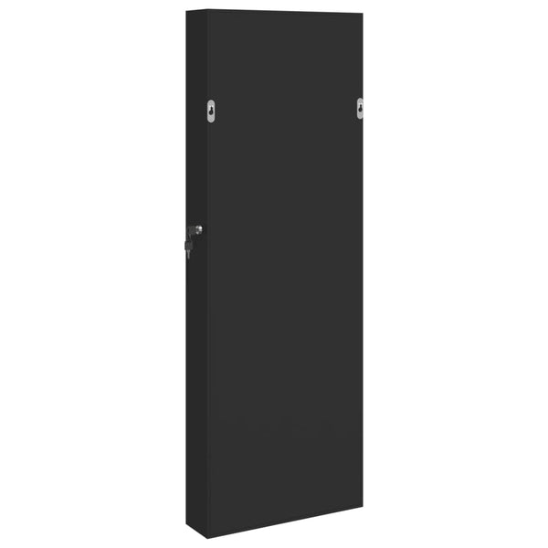 Schmuckschrank mit Spiegel zur Wandmontage, Schwarz