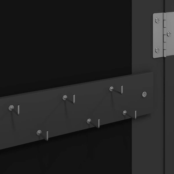 Schmuckschrank mit Spiegel zur Wandmontage, Schwarz