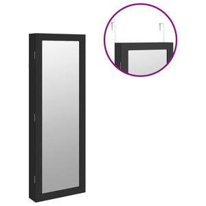 Schmuckschrank mit Spiegel zur Wandmontage, Schwarz