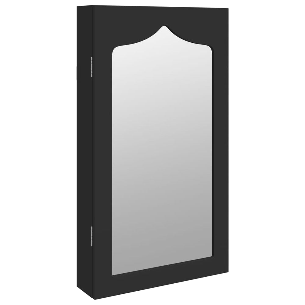 Schmuckschrank mit Spiegel zur Wandmontage, Schwarz