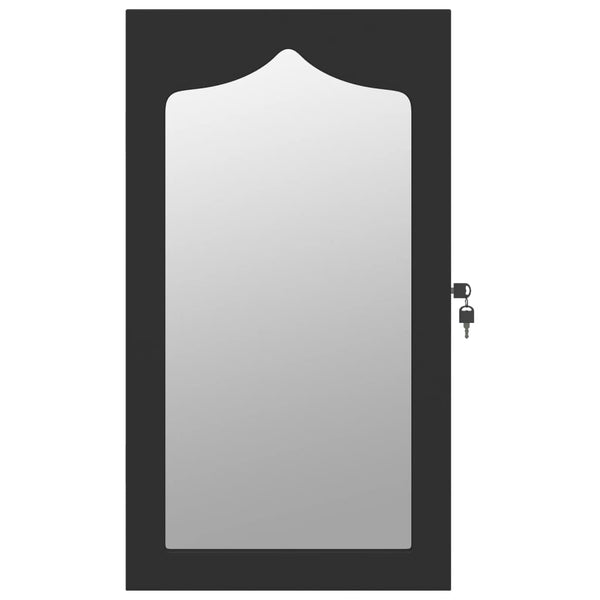 Schmuckschrank mit Spiegel zur Wandmontage, Schwarz