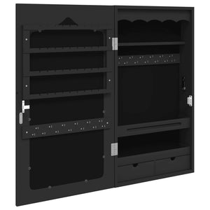 Schmuckschrank mit Spiegel zur Wandmontage, Schwarz