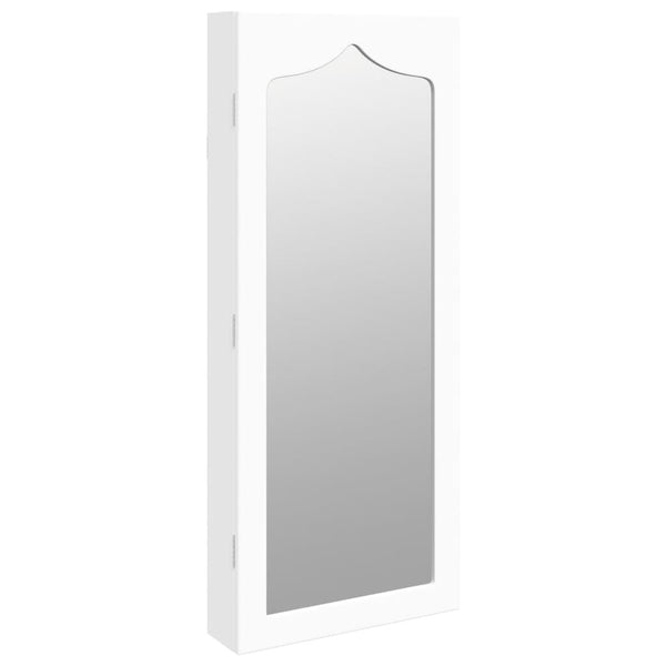 Wandmontage Schmuckschrank mit Spiegel Weiß