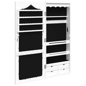 Wandmontage Schmuckschrank mit Spiegel Weiß