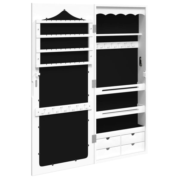 Wandmontage Schmuckschrank mit Spiegel Weiß