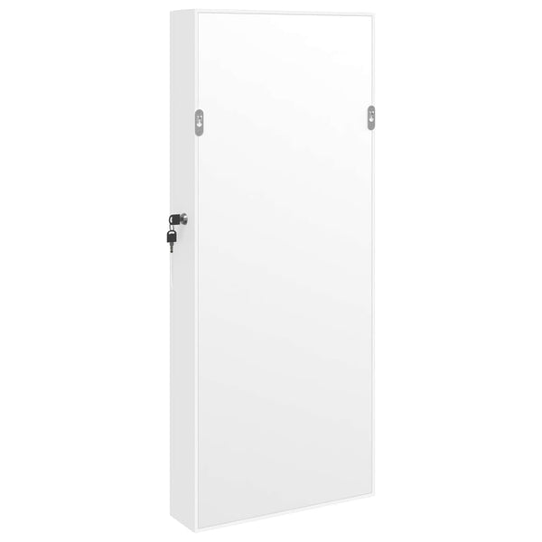 Wandmontage Schmuckschrank mit Spiegel Weiß