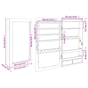 Spiegel-Schmuckschrank mit LED Wandmontage Weiß