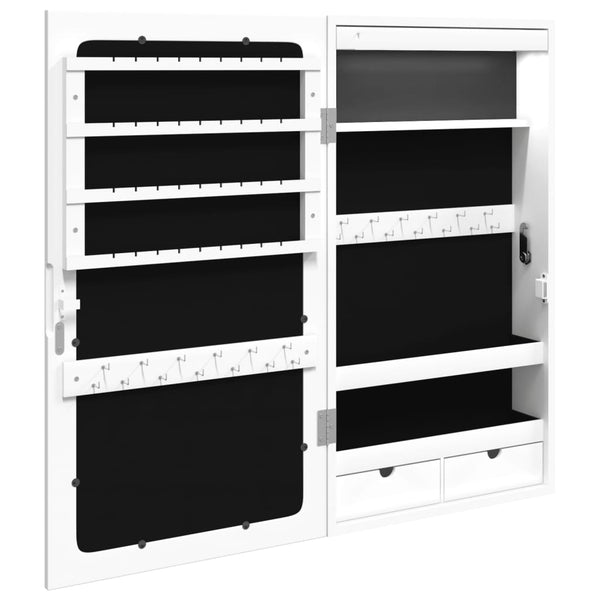 Spiegel-Schmuckschrank mit LED Wandmontage Weiß