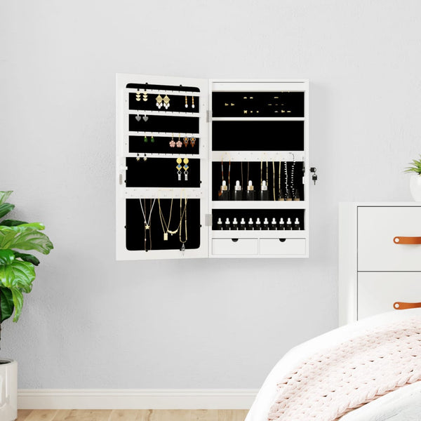 Spiegel-Schmuckschrank mit LED Wandmontage Weiß