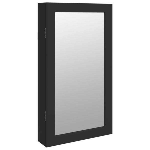 Spiegel-Schmuckschrank mit LED Wandmontage Schwarz