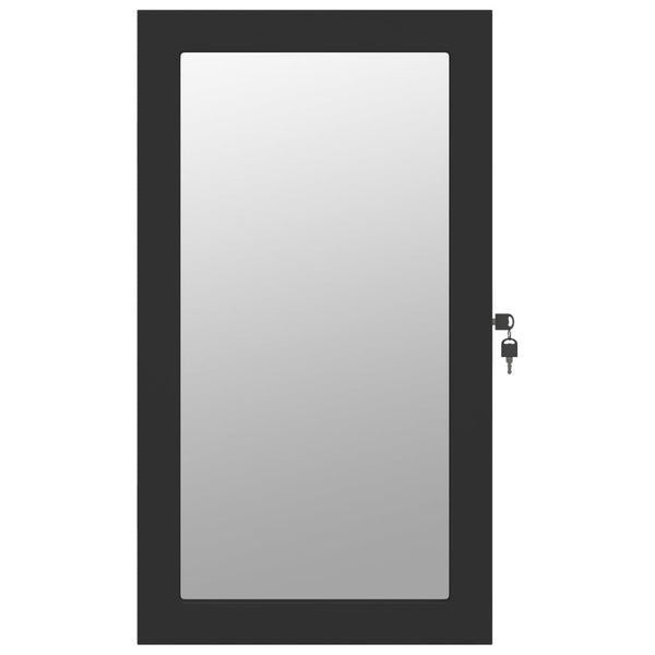 Spiegel-Schmuckschrank mit LED Wandmontage Schwarz