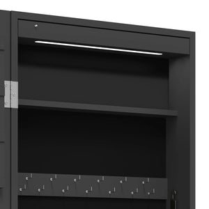 Spiegel-Schmuckschrank mit LED Wandmontage Schwarz