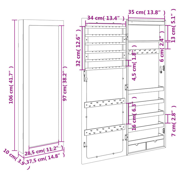 Spiegel-Schmuckschrank mit LED-Beleuchtung