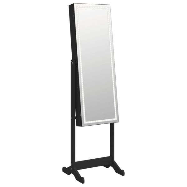 Schmuckschrank mit Spiegel & LED Schwarz