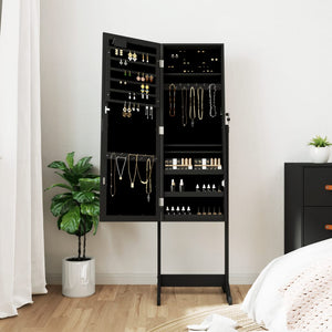 Schmuckschrank mit Spiegel & LED Schwarz
