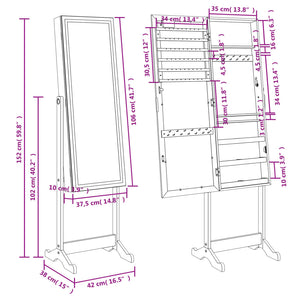 Schmuckschrank mit Spiegel und LED-Beleuchtung