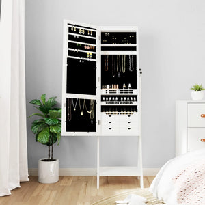 Schmuckschrank mit Spiegel & LED Weiß