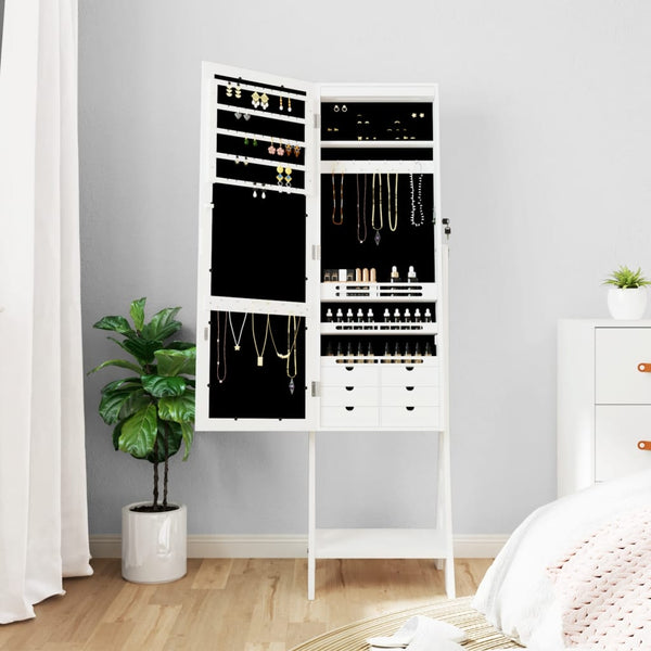 Schmuckschrank mit Spiegel & LED Weiß