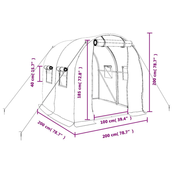 Serre vidaXL avec cadre en acier Blanc 4 m² 2x2x2 m