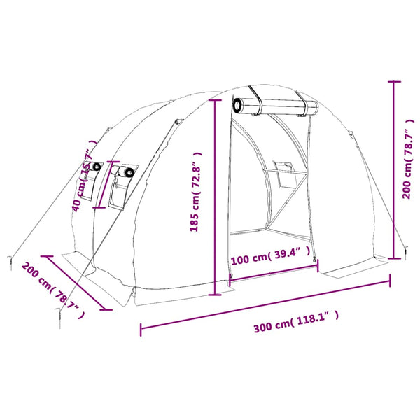 Gewächshaus Stahlrahmen Weiß 6 m²