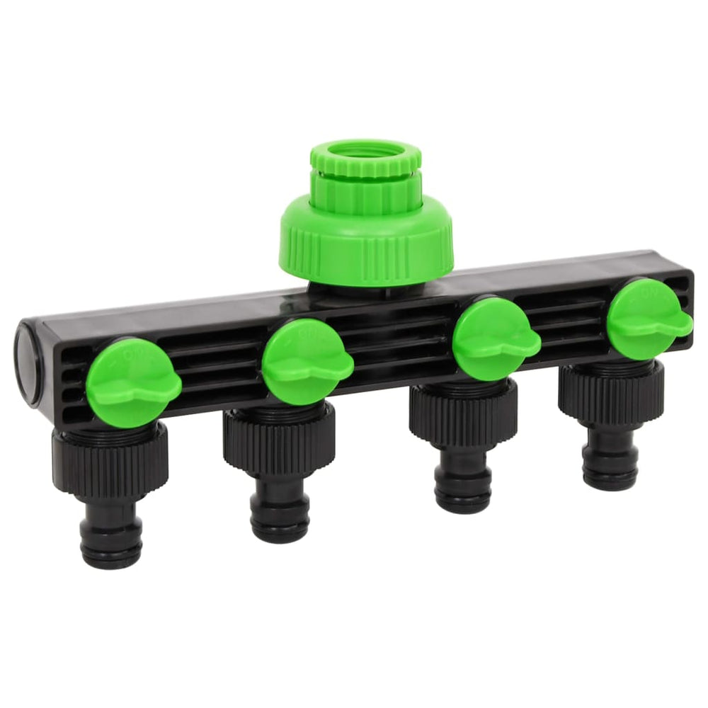 vidaXL Connecteur de robinet 4 voies vert et noir 19,5x6x11 cm ABS et PP