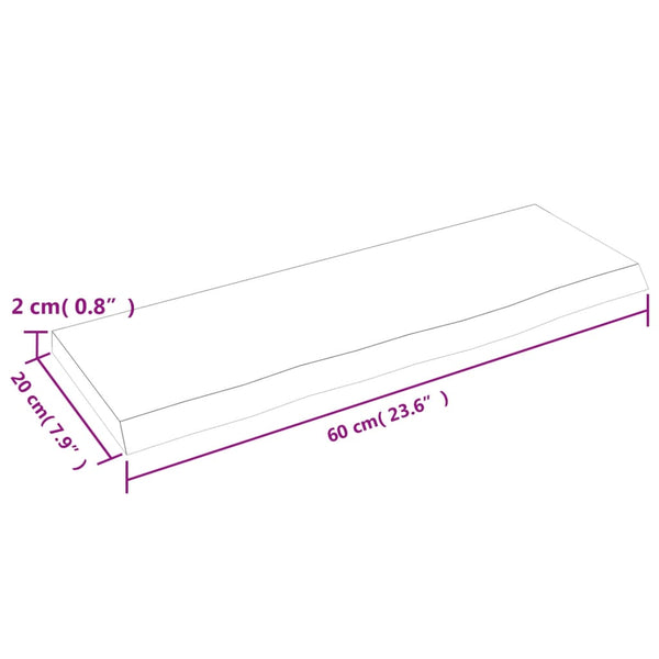 Massivholz Wandregal Eiche 60x20 cm