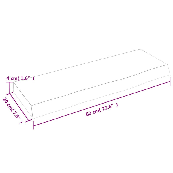 Massivholz Wandregal Eiche 60x20 cm
