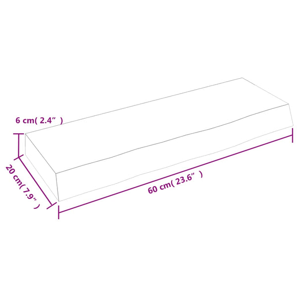 Wandregal Eiche Massivholz 60x20 cm